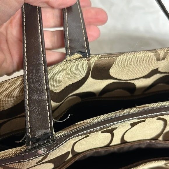 Coach Brown Tote Bag with Signature Design - Picture 8 of 16